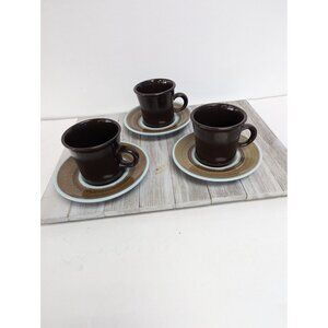 Vintage Stoneware Franciscan Tea Coffee Cups & Saucers Set Of 3